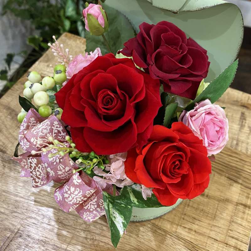 赤×ピンクバラ アレンジタイプ プロポーズフラワー